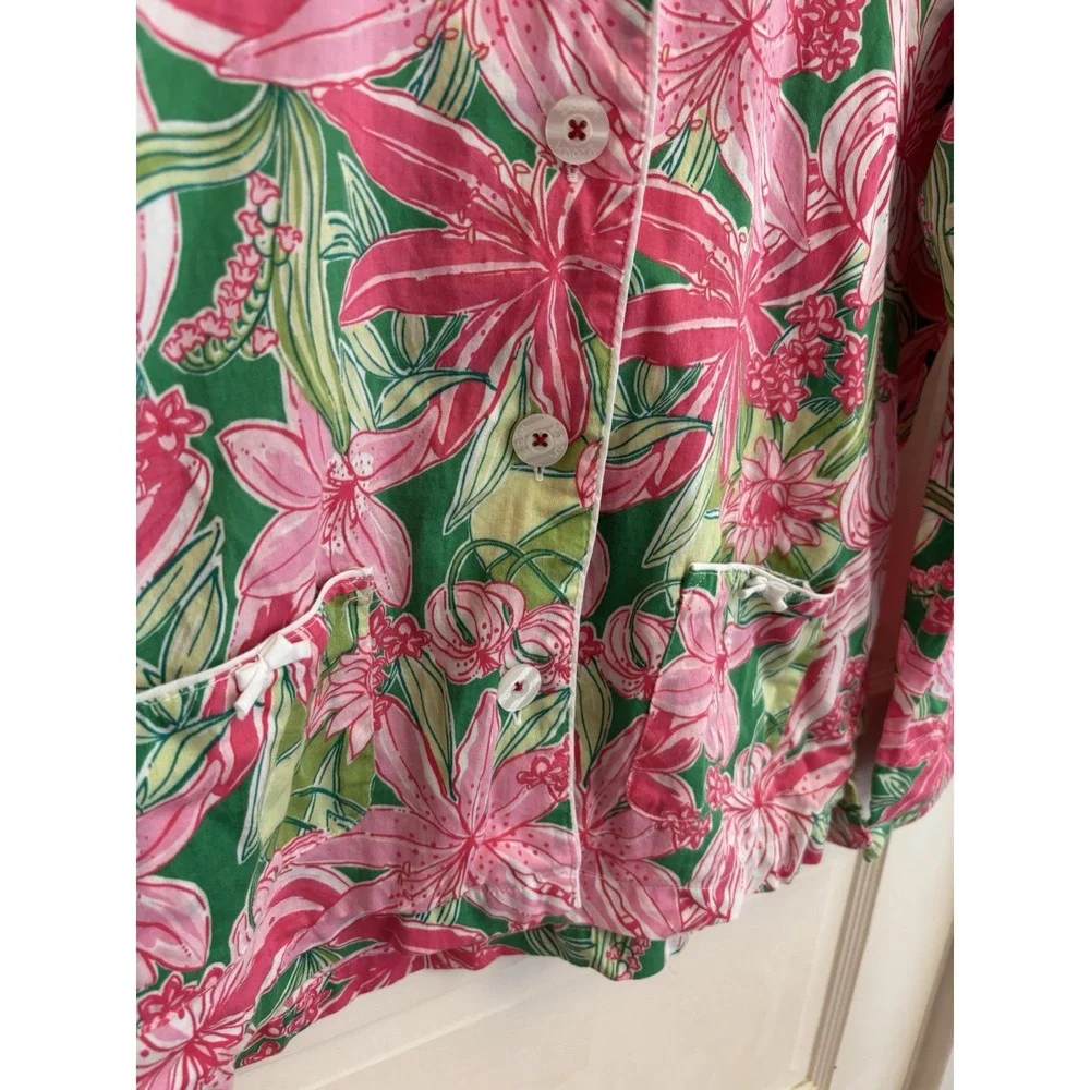 Lilly Pulitzer Women's‎ Pick of the Bunch Pajama TOP Floral Button-Down Small